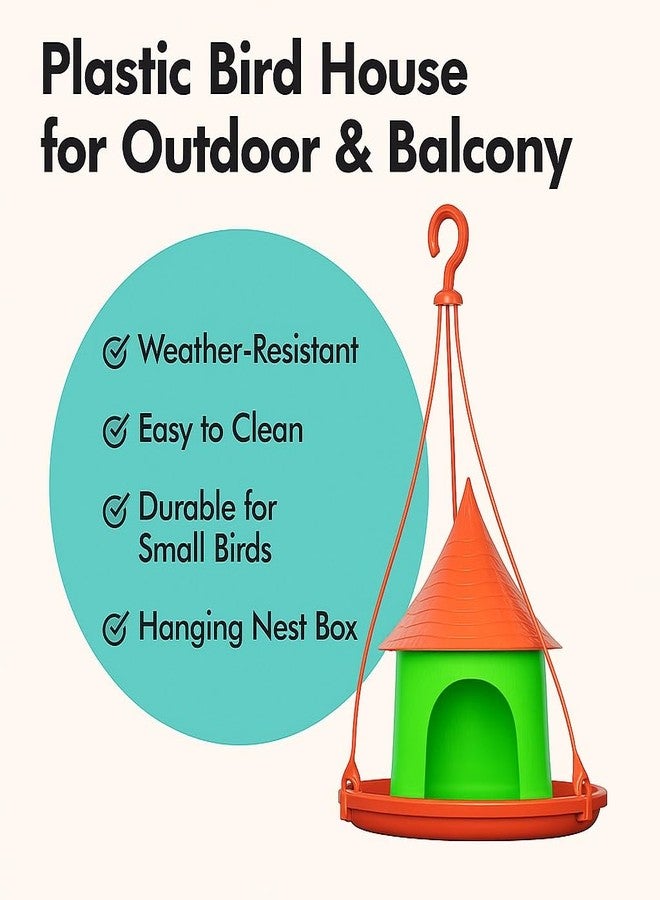Elysian Hanging Plastic Bird House for Balcony & Garden - Durable Nesting Box for Sparrows, Lovebirds & Small Birds - Weather-Resistant & Easy to Clean - Multicolor Pack of 1 - Image 5